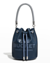 Marc Jacobs Logo Leather Bucket Bag In Blue Sea