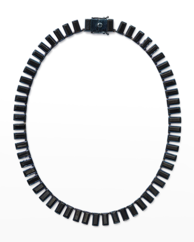 Nakard Baguette Tile Riviere Necklace In Black Spinel In 9mm X 4mm Baguett