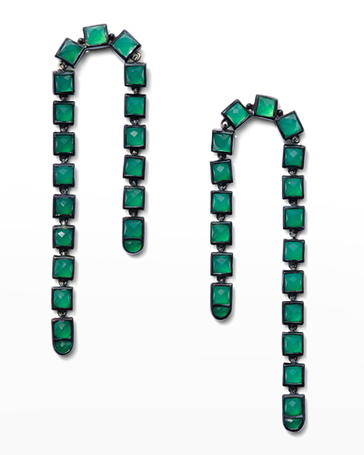 Nakard Arc Earrings In Green Onyx In 3.5mm Square Gree