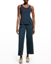 Eileen Fisher Cropped Wide-leg Knit Pants In Deep Adriatic