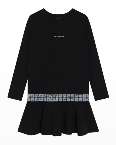 Givenchy Cotton Jersey Dress With Logo And 4g Print Kids Girl In Nero