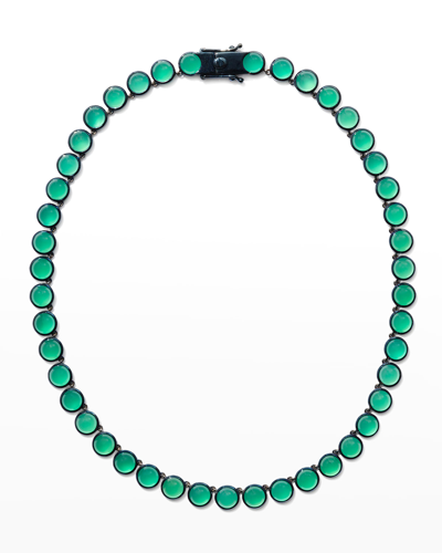 Nakard Small Dot Riviere Necklace In Green Onyx In 7mm Cabochon Gree