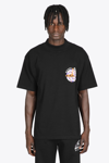 Enterprise Japan S/s State Of Alert Black Cotton T-shirt With Back Graphic And Slogan In Nero