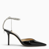 JIMMY CHOO BLACK PATENT LEATHER SAEDA SLINGBACKS