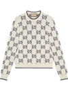 Gucci White Gg Intarsia Cotton Sweater