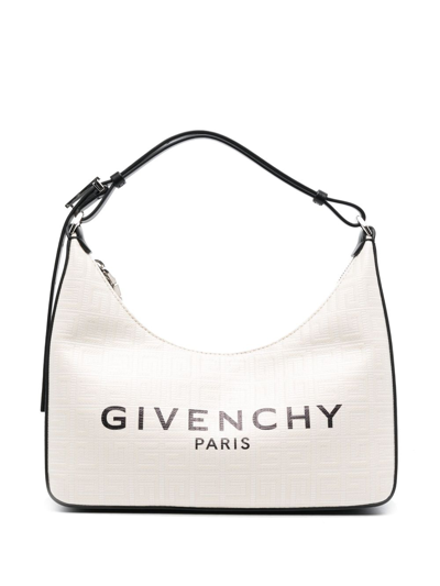 Givenchy Moon Cut Out Small Leather-trimmed Printed Coated-canvas Shoulder Bag In Ivory