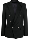 BALMAIN BLACK DOUBLE-BREASTED WOOL BLAZER,YH1SG010WB1218516251