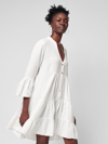 Faherty Kasey Dream Gauze Tiered Organic Cotton Minidress In White