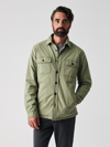 Faherty Epic Cotton Blend Quilted Shirt Jacket In Olive Melange