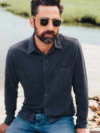 Faherty Knit Seasons Shirt In Washed Black