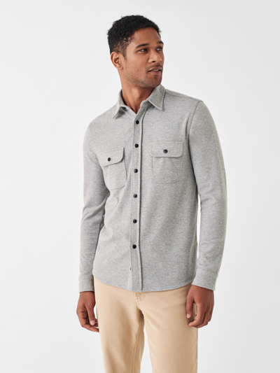 Faherty Legend Sweater Shirt In Fossil Grey Twill In Gray