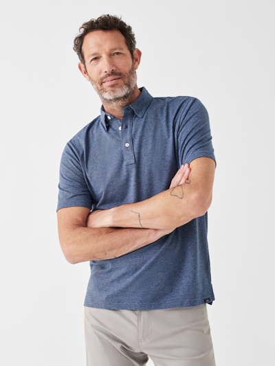 Faherty Movement&trade; Short-sleeve Polo Shirt In Sea Navy Melange