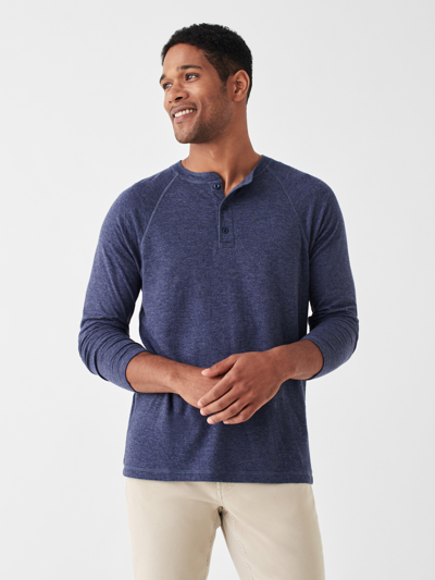 Faherty Cloud Cotton Long-sleeve Henley T-shirt In Navy Heather