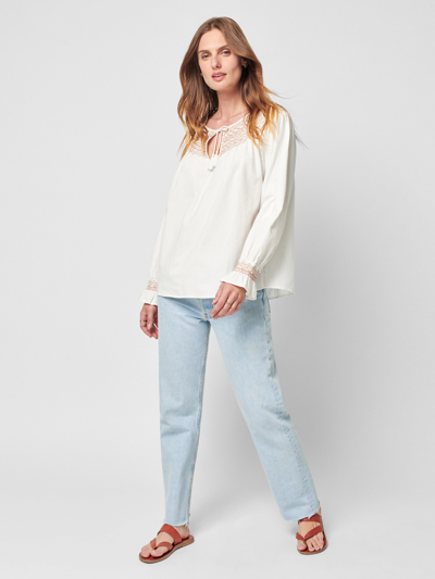 Faherty Laura Embroidered Top In White