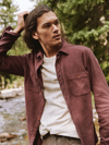 Faherty Knit Seasons Shirt In Oxblood In Burgundy Heather