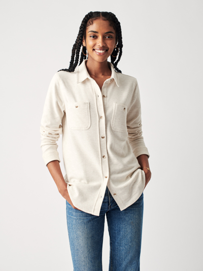 Faherty Legend Knit Button-up Shirt In Off White