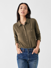 Faherty Legend Knit Button-up Shirt In Olive Melange Twill