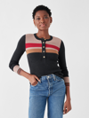Faherty Mikki Organic Cotton & Cashmere Henley Sweater In Throwback Stripe