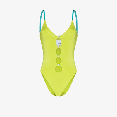 Poster Girl Yellow Cut-out Swimsuit In Green