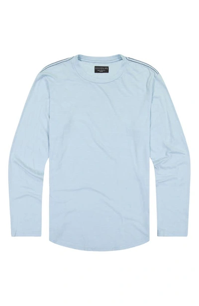 Goodlife Tri-blend Long Sleeve Scallop Crew T-shirt In Cool Blue