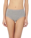 Natori Bliss Lace-trim High Rise Cotton Brief 755058 In Heather Grey