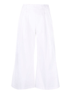 Ermanno Scervino White Cropped Wide-leg Trousers In White