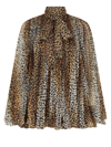 Dolce & Gabbana Leopard Print Pleated Mini Dress In Beige