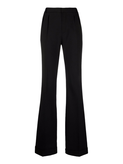 Saint Laurent High-waist Wool Bootcut Trousers In Nero