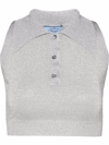 Prada Lurex Knit Crop Top In Silver