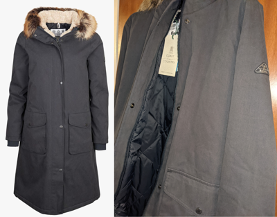 Pre-owned Barbour Leathes Waterproof Longline Hood Parka Coat(size 12)21" Ptp(navy)rrp£259