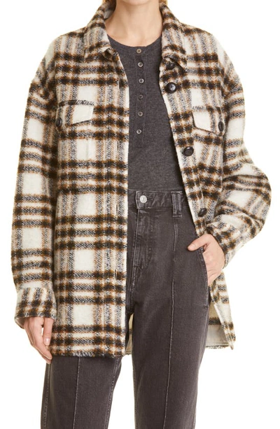 Isabel Marant Étoile Harveli Wool-blend Plaid Shirt Jacket In Ecru