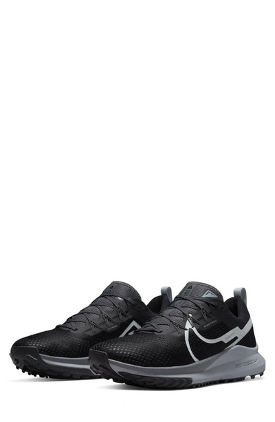 Nike React Pegasus Trail 4 Rubber-trimmed Mesh Running Sneakers In Black/dark Grey/wolf Grey