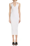 Alaïa Sleeveless Cutout Rib Midi Dress In Blanc