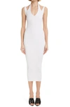 Alaïa Sleeveless Cutout Rib Midi Dress In Blanc 000