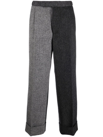 Thom Browne Panelled Wool Trousers In Grau