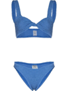 Hunza G Twist-detail Textured-finish Bikini In Blue