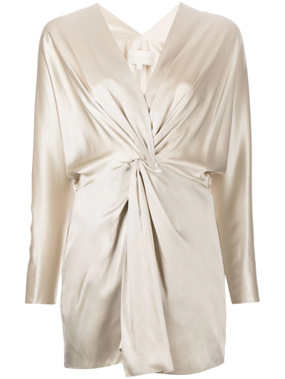 Michelle Mason Twist-detail Silk Dress In White