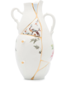 Seletti Kintsugi 24ct Yellow-gold Plated Porcelain Vase 32cm In White