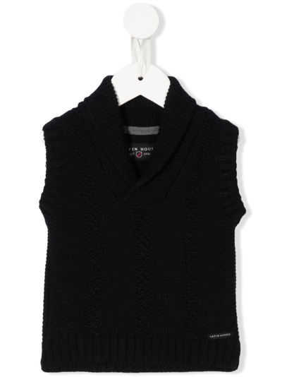 Lapin House Babies' Ribbed-knit Sleeveless Vest In Blue