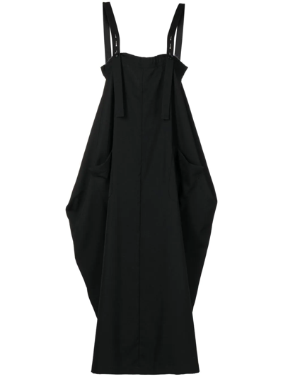 Y's Square-neck Wool Dress In 1 Black