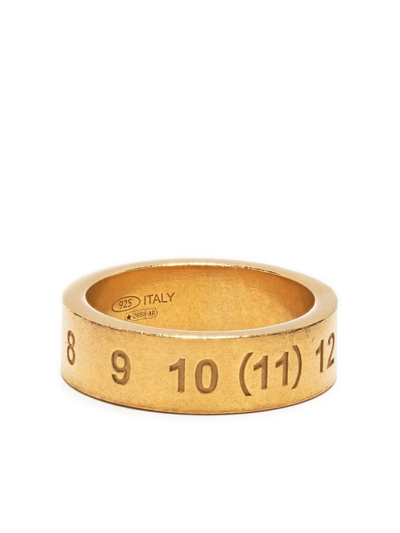 Maison Margiela Numbers Engraved Band Ring In Metallic