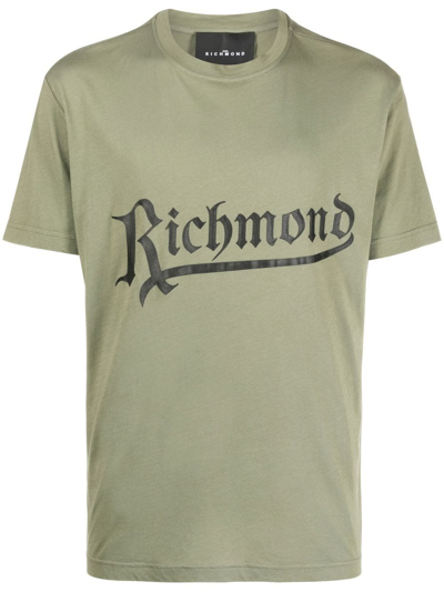 John Richmond Logo Print Cotton T-shirt In Green