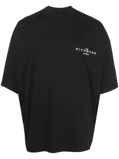 John Richmond Embroidered-logo Cotton T-shirt In Black