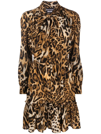 Boutique Moschino Leopard-print Silk Crepe De Chine Dress