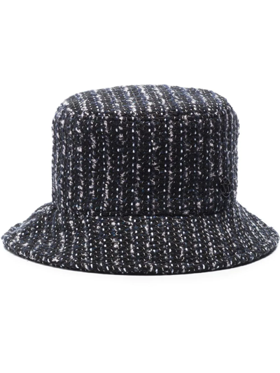 Maison Michel Jason Striped Tweed Bucket Hat In Black