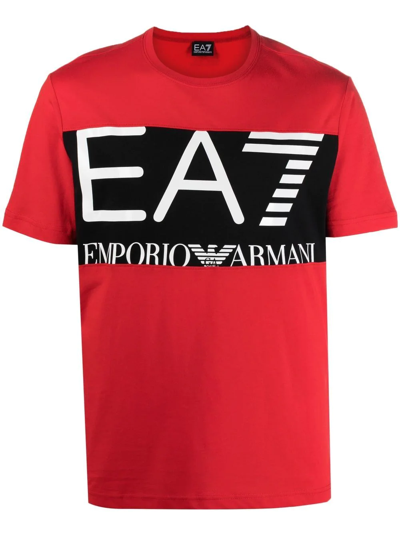Ea7 Block Logo-print T-shirt In Rot