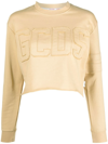 Gcds Logo Print Cropped Sweatshirt In Beige
