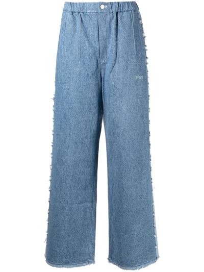 Off Duty Mir Embroidered-logo Wide-leg Jeans In Blue