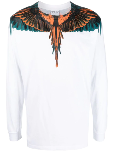 Marcelo Burlon County Of Milan White Icon Wings Long-sleeved Cotton T-shirt