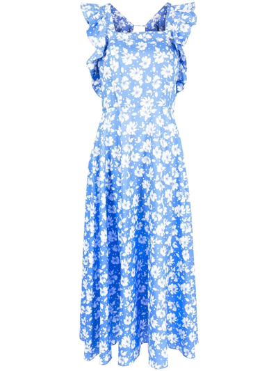 Bambah Floral-print Midi Dress In Blue